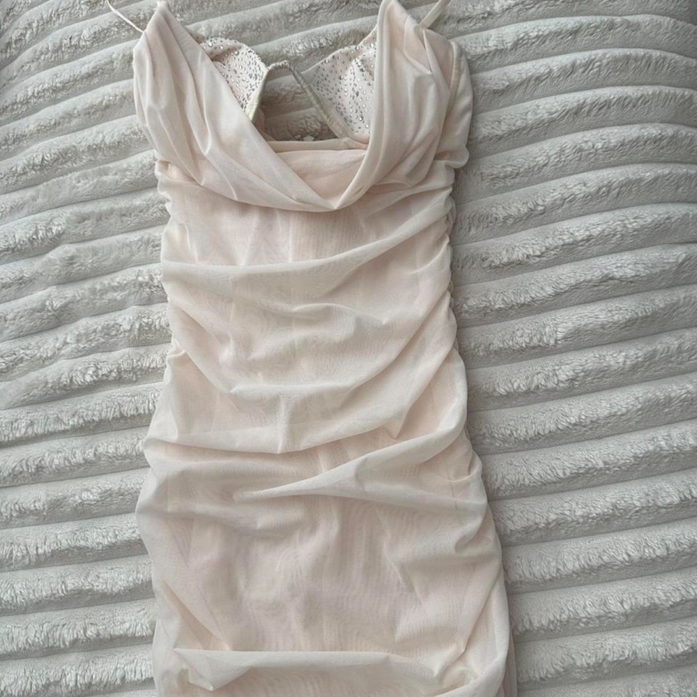 Oh Polly Cream Mesh Dress